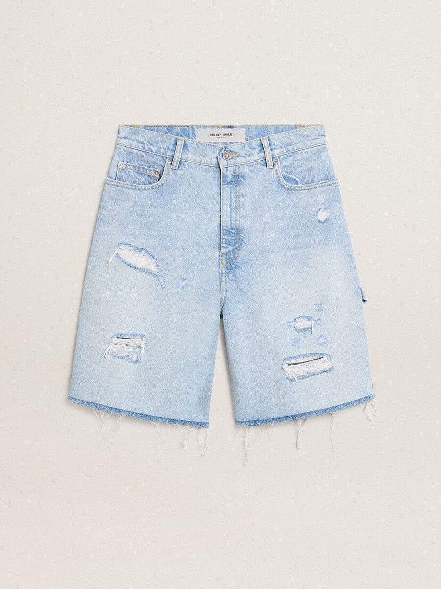 bermudashorts för dam i denim med inbyggd look