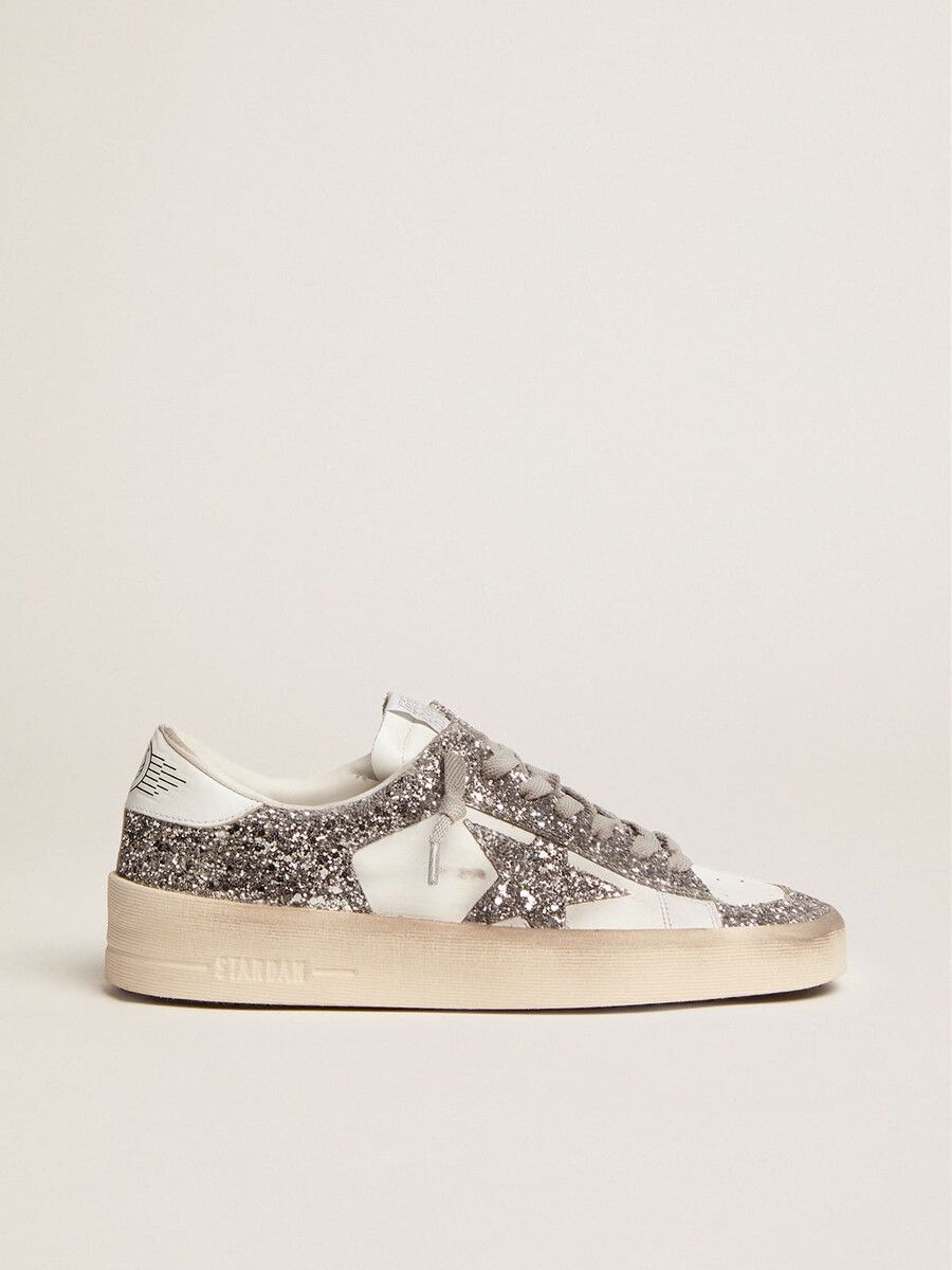 stardan sneakers med silverglitter för dam