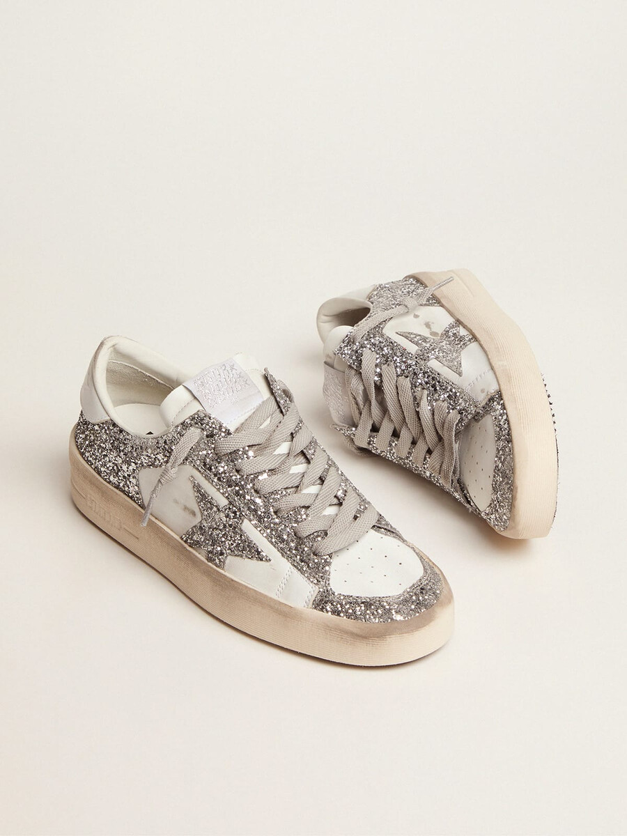 stardan sneakers med silverglitter för dam