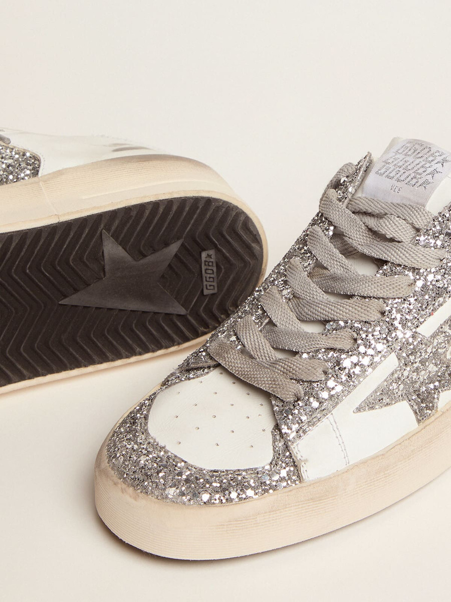 stardan sneakers med silverglitter för dam