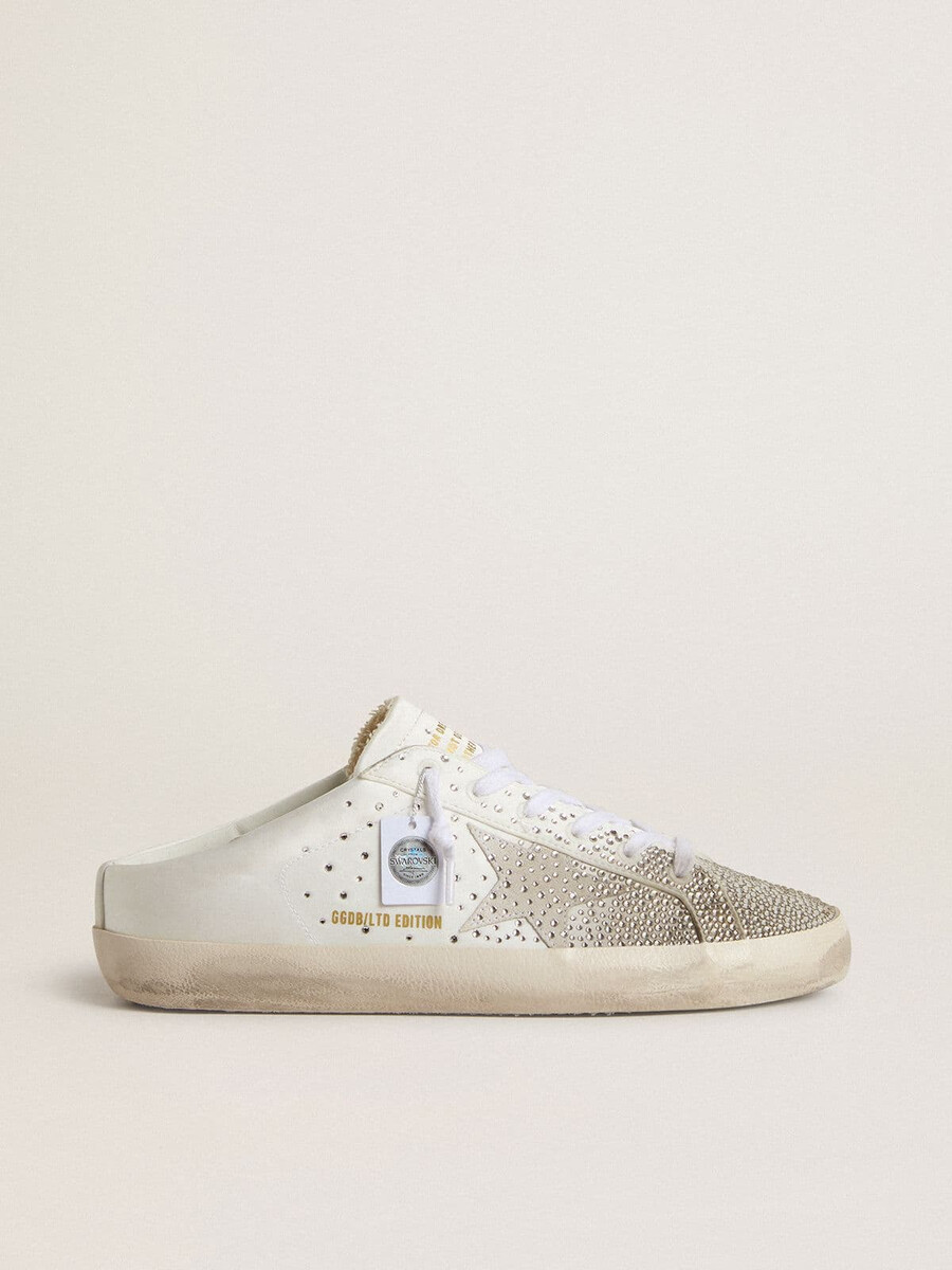 dam super-star sabot ltd med grå mockastjärna och swarovski-kristaller