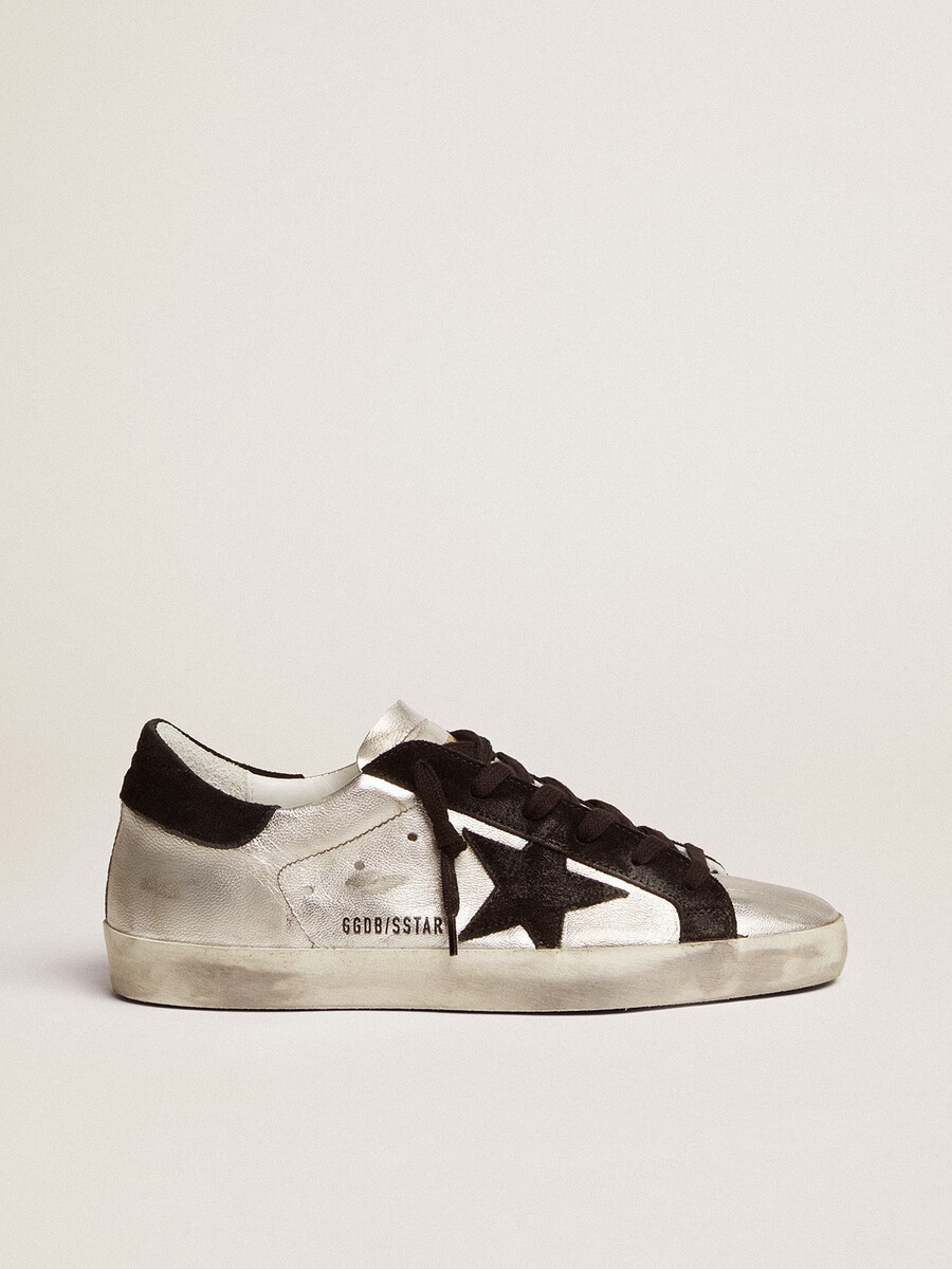 dam super-star sneakers i silverfärgat läder