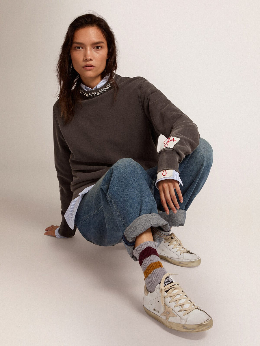 dam super-star sneakers med guldrävmönster