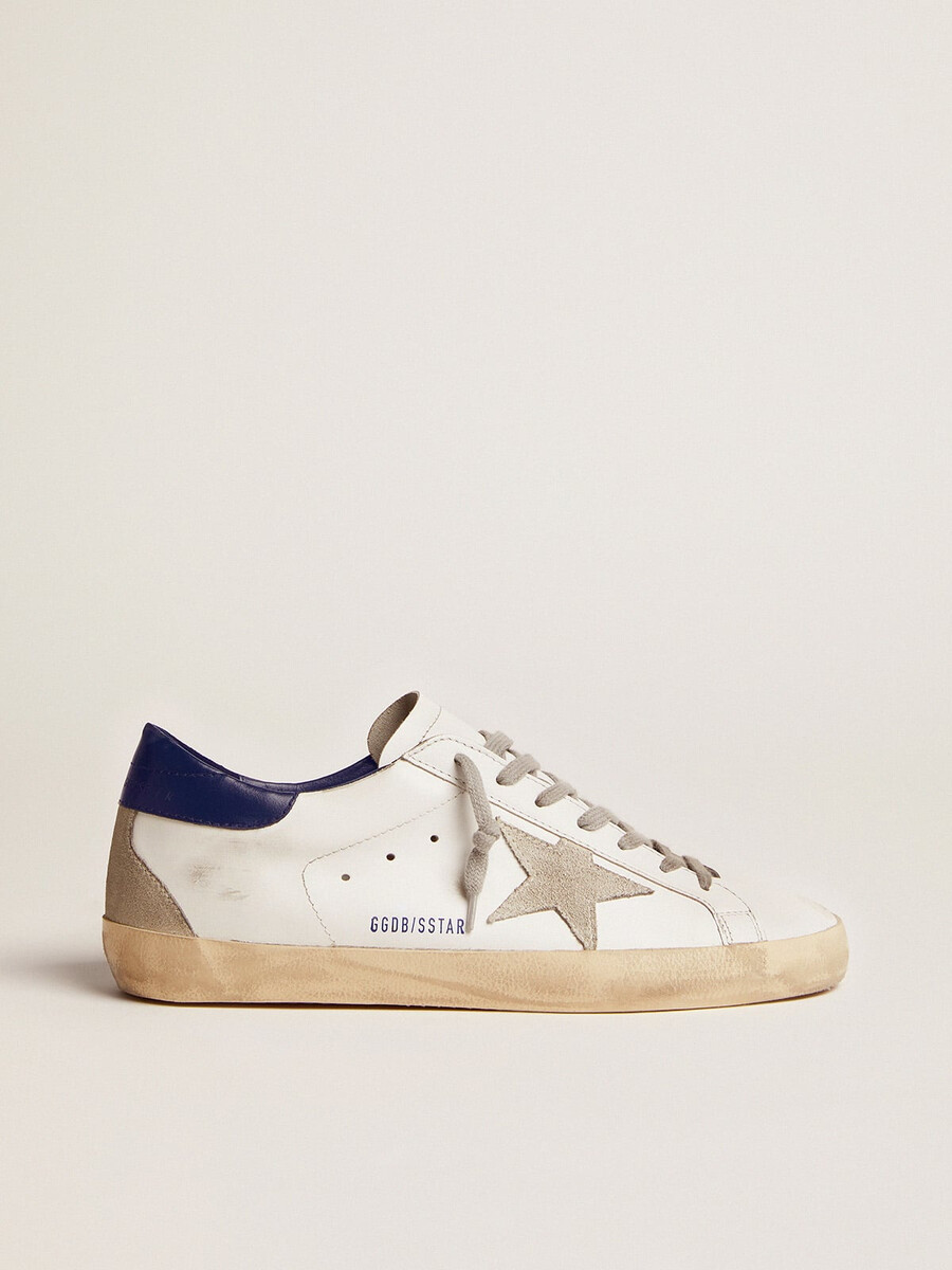 blå och vita super-star sneakers för kvinnor
