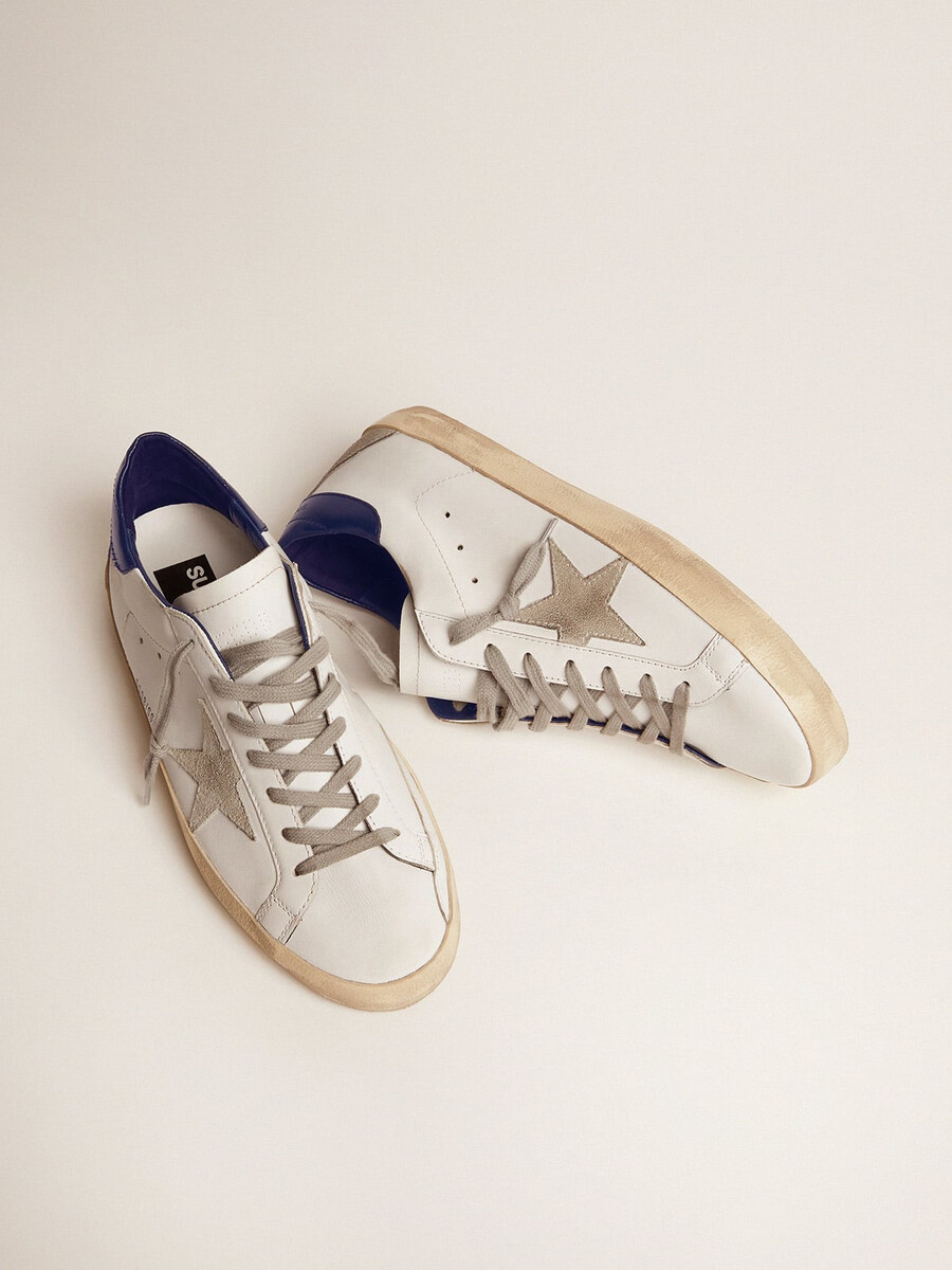 blå och vita super-star sneakers för kvinnor