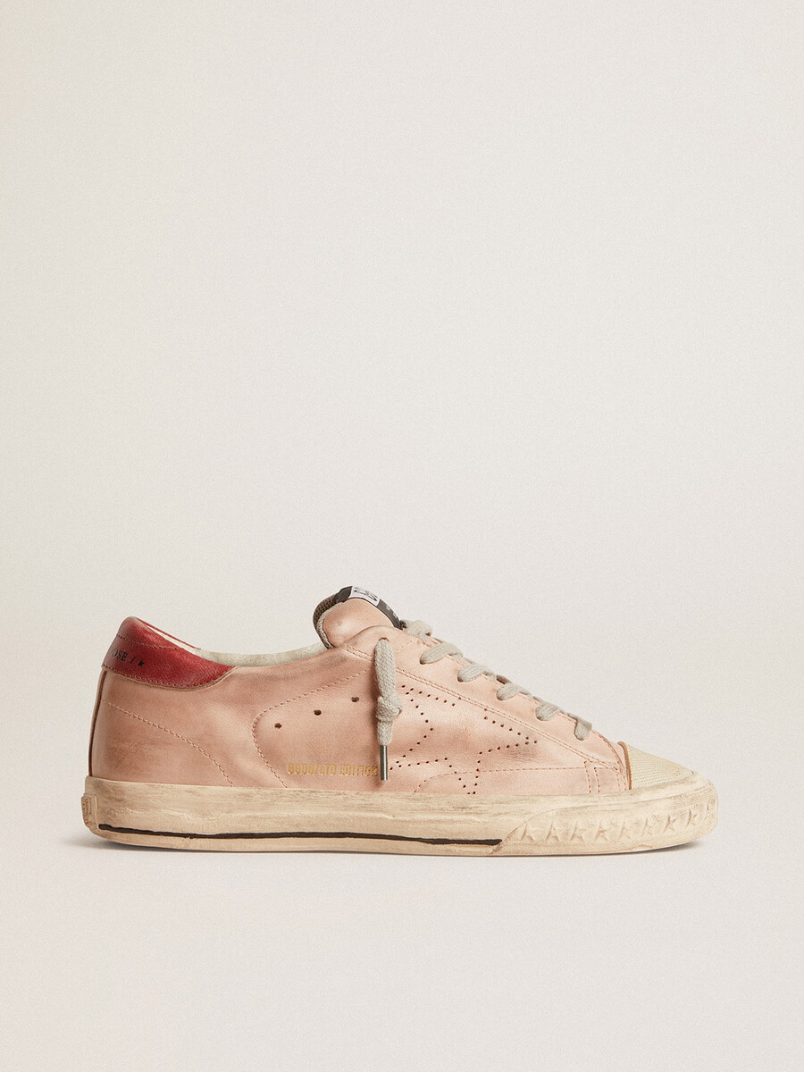 superstar ltd i rosa nubuck med perforerad stjärna och läderhälflik
