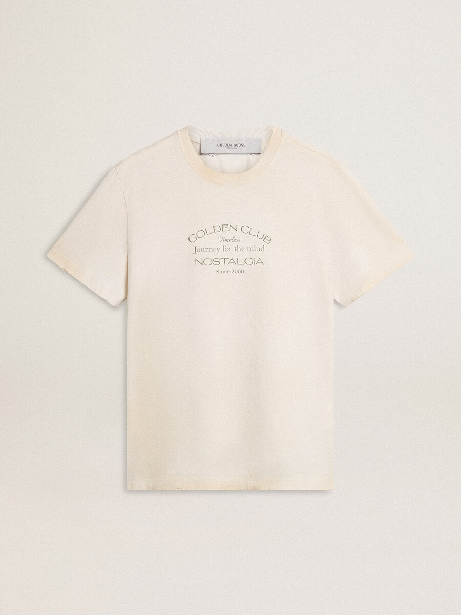 vit herr-t-shirt med vintage-look och tryck framtill