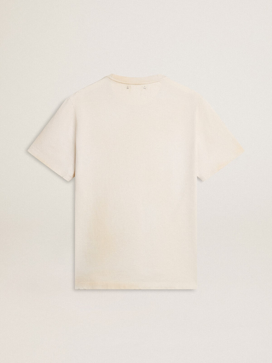 vit herr-t-shirt med vintage-look och tryck framtill