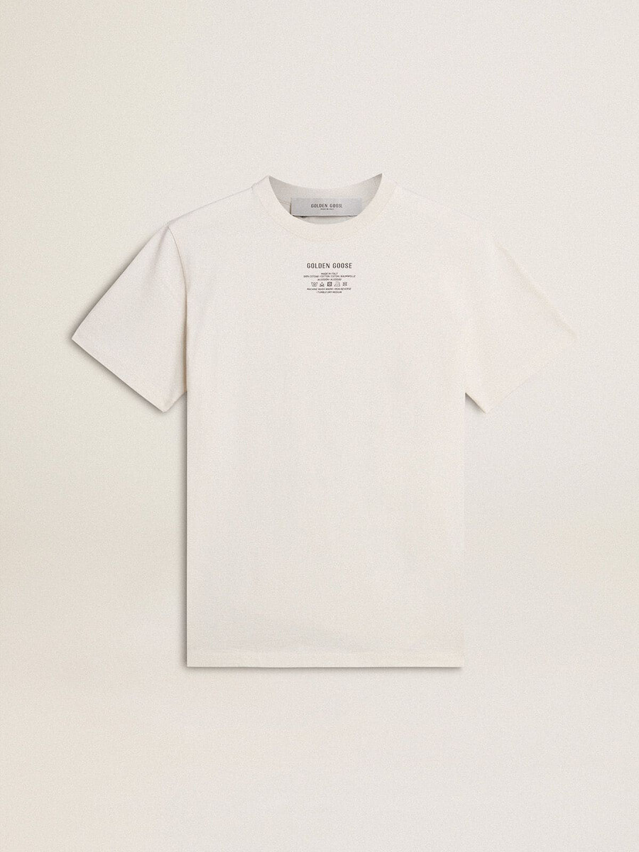 herr-t-shirt i vit bomull med svart text