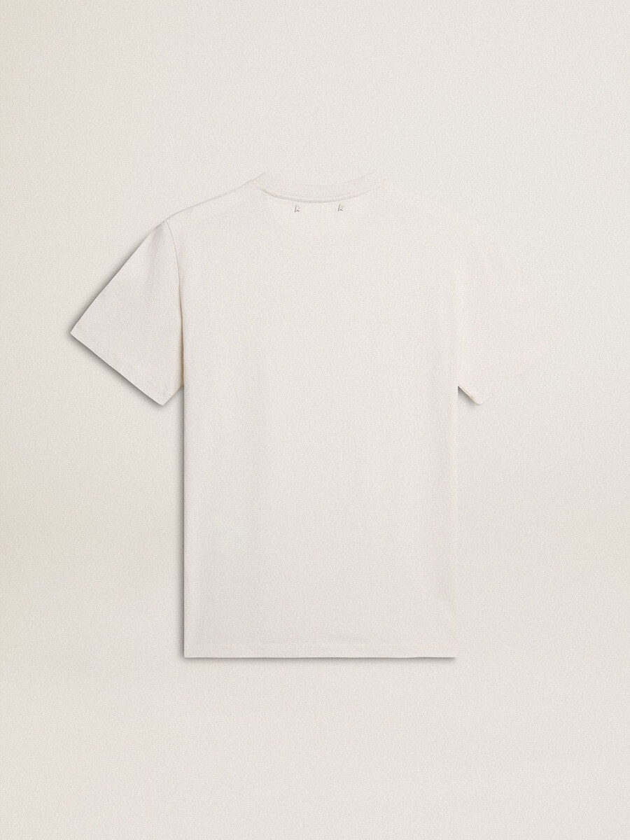herr-t-shirt i vit bomull med svart text