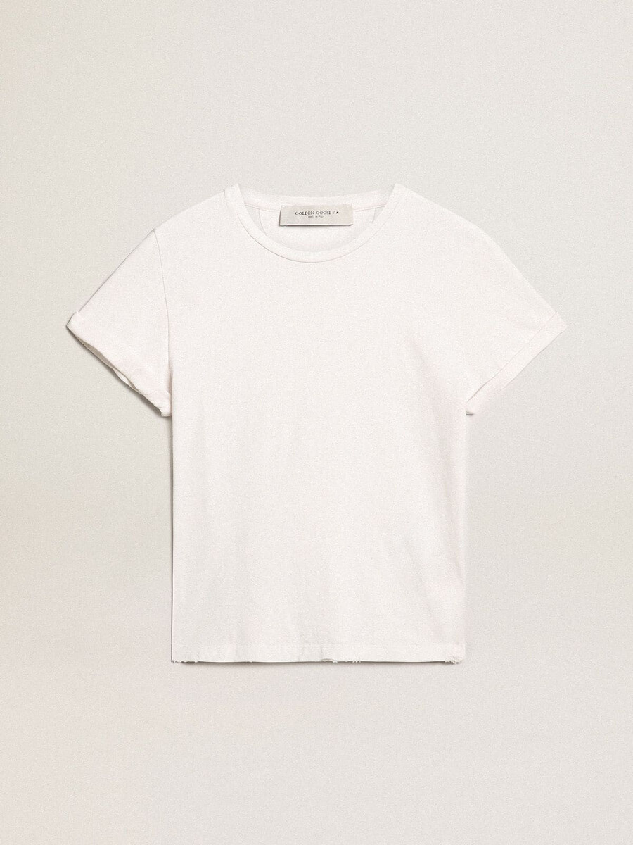 vit sliten dam-t-shirt med normal passform