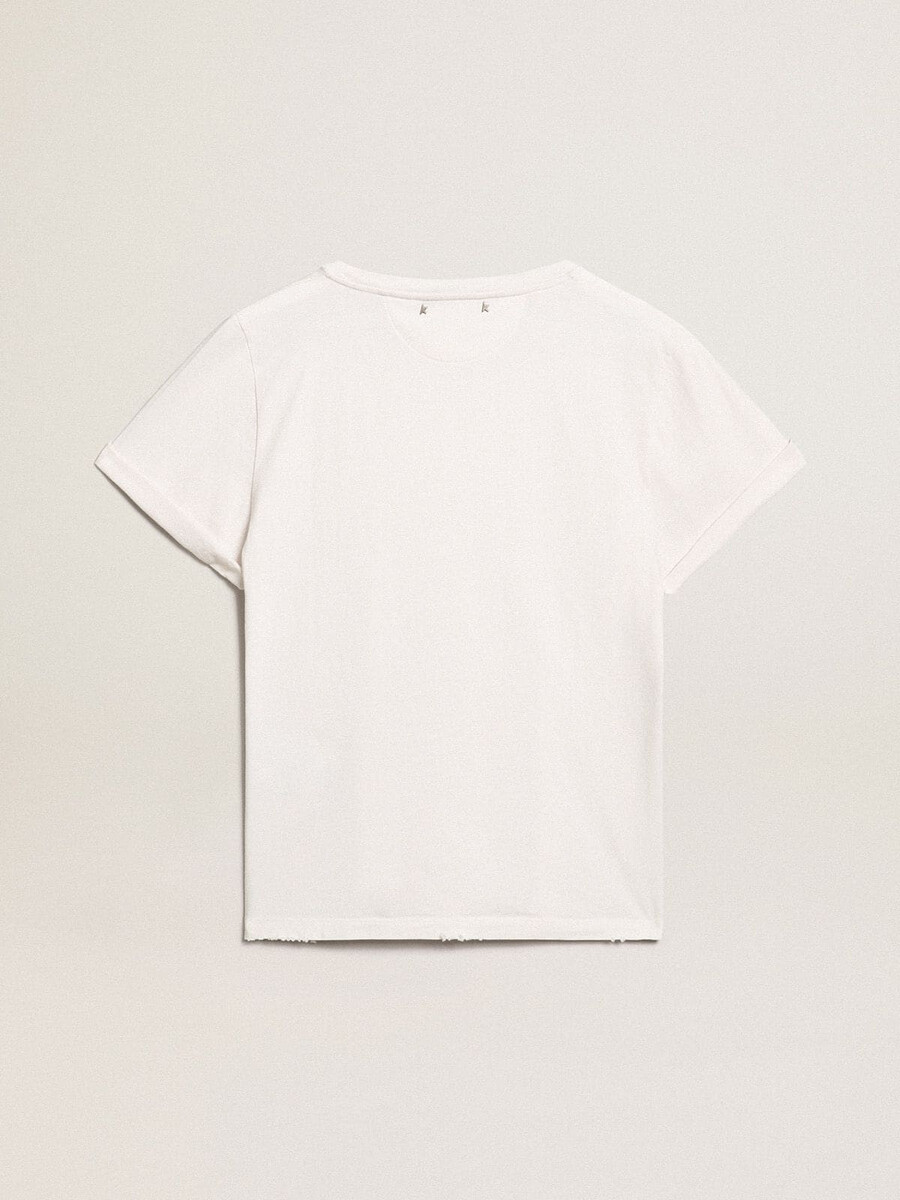 vit sliten dam-t-shirt med normal passform