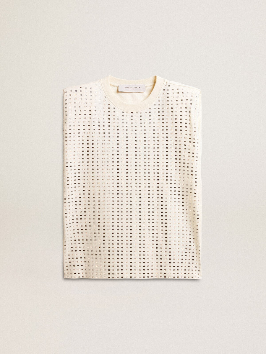 Åldersvit ärmlös t-shirt utsmyckad med kristaller