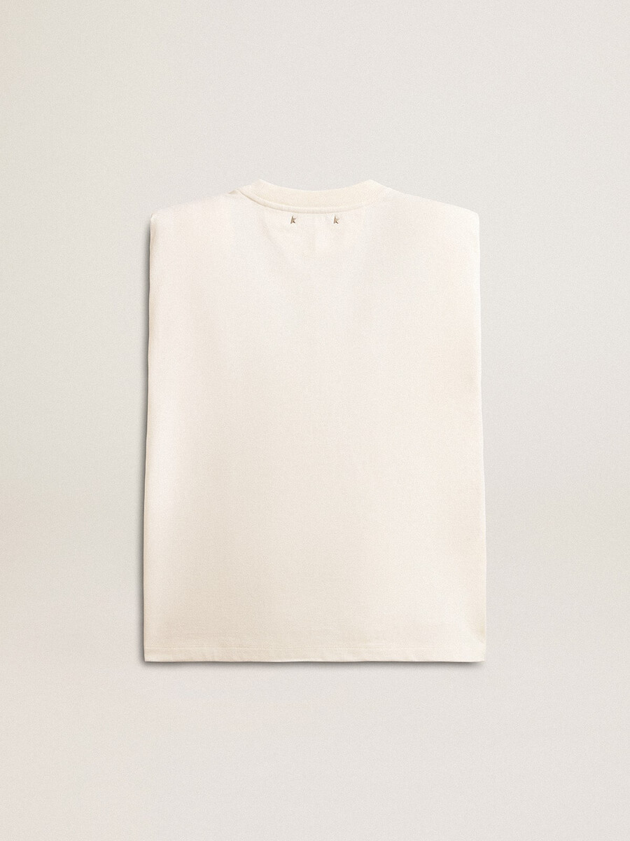 Åldersvit ärmlös t-shirt utsmyckad med kristaller
